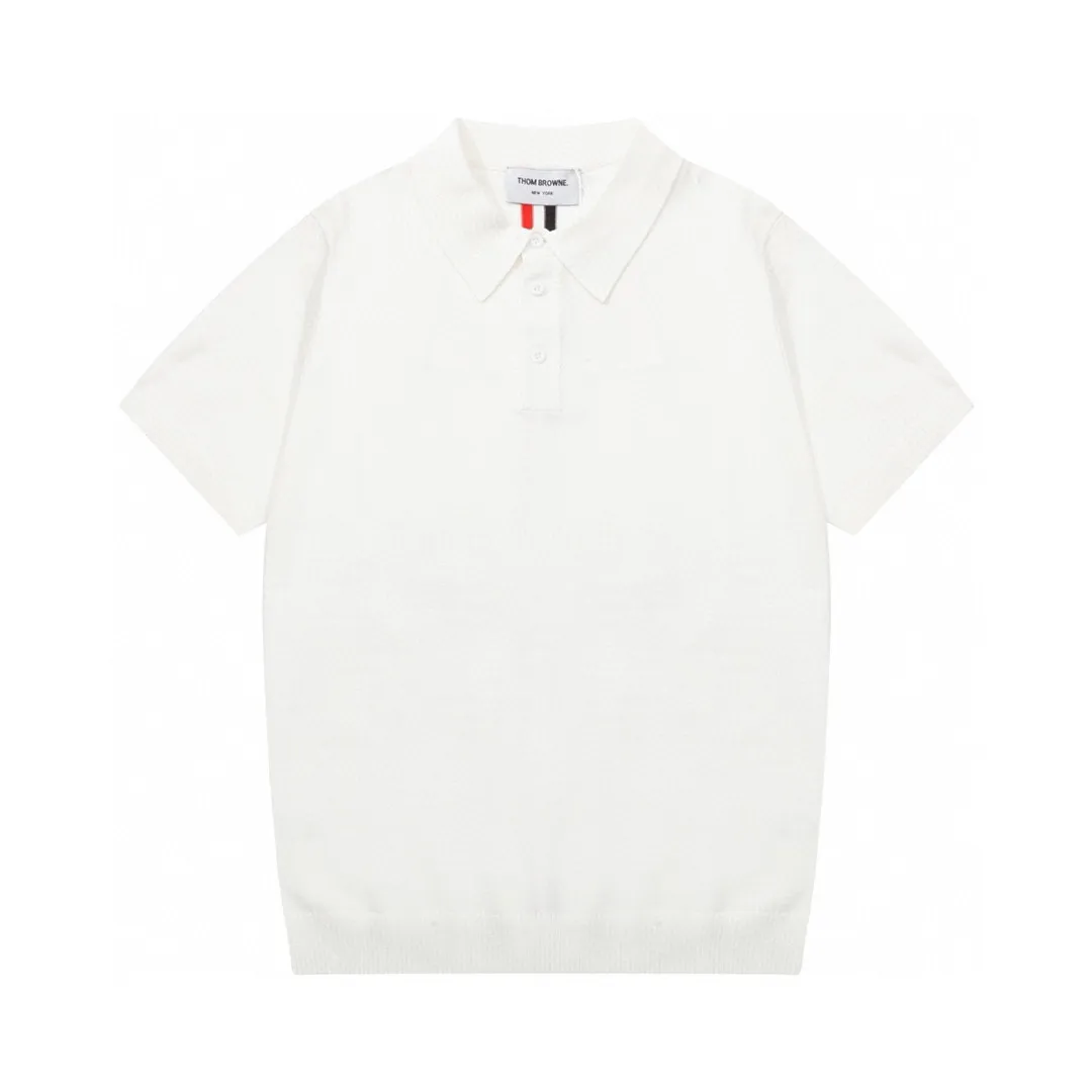 Thom Browne ➡️ POLO ， Retro Same Style Polo Versatile : White Size：M-3XL